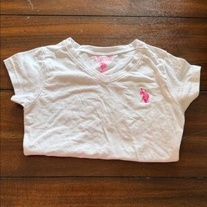 U.S. Polo Assn. White Tee with Pink Logo girls Sz 6X